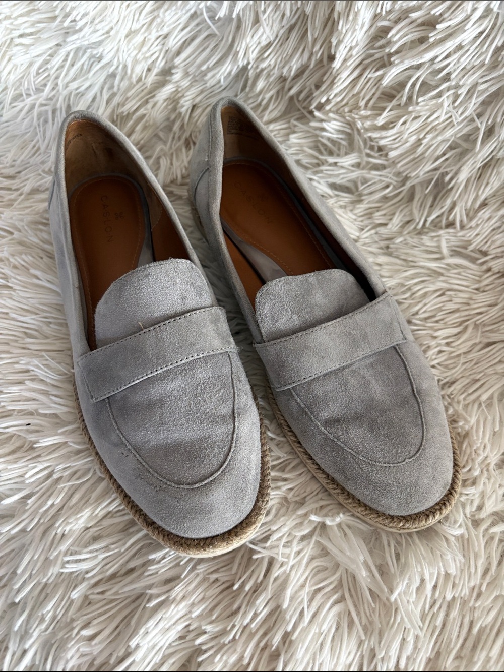 Caslon Light Gray Suede Penny Loafers - Slip-On Flats